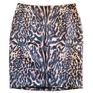 Talbots‎ 14P Animal Print Pencil Skirt Brown Black Rear Slit Rear Zip & Hook NEW